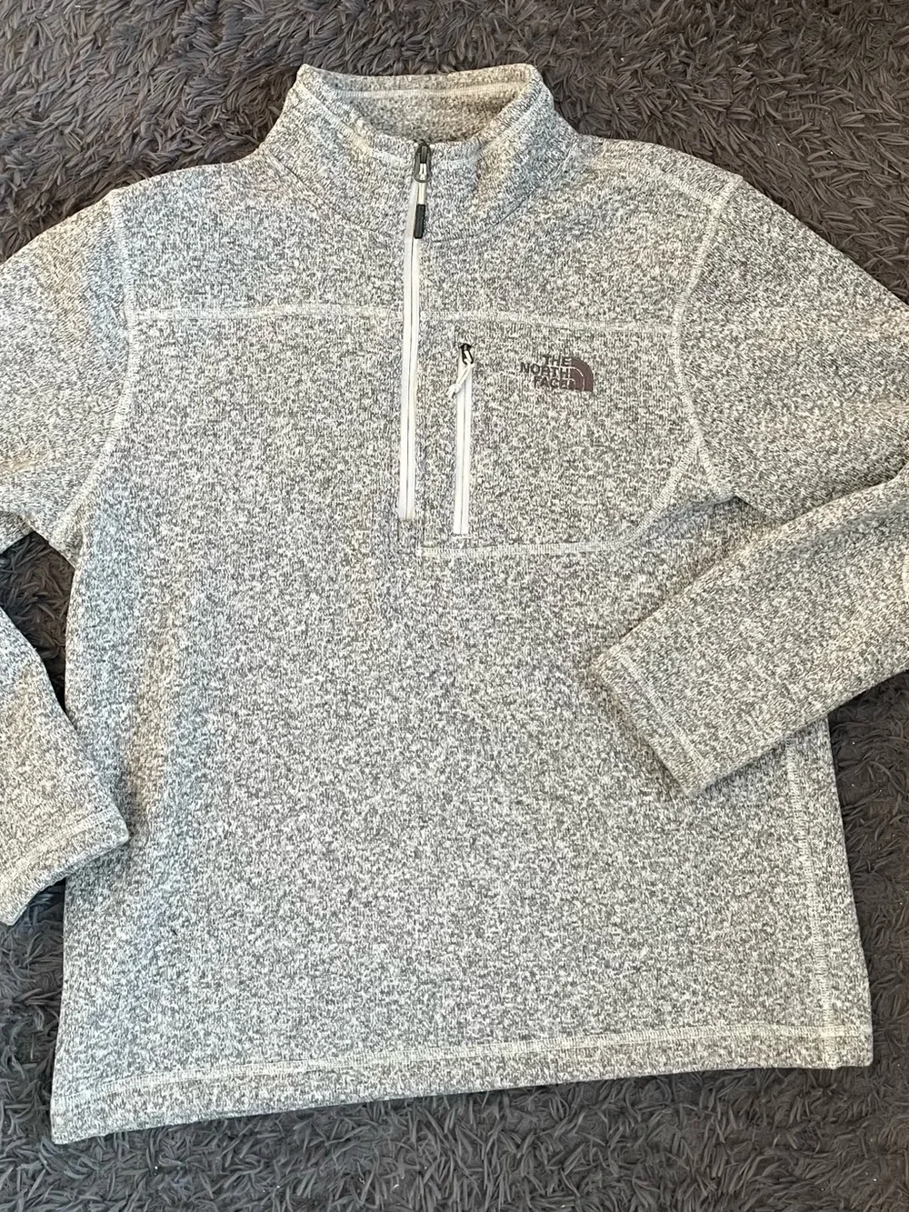 Men Size Large The North Face Gordon Lyons Gray Quarter Zip Sweater Fleece